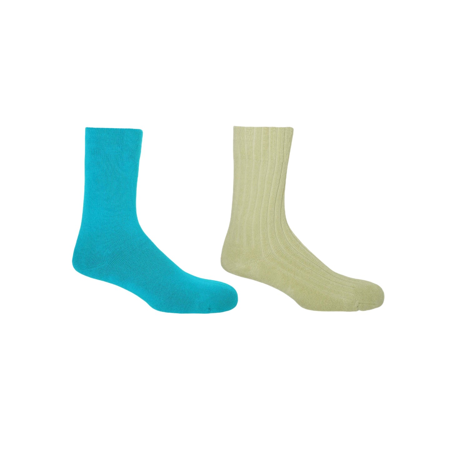 Aqua Plain & Cream Ribbed Men’s Bed Socks Two Pack One Size Peper Harow - Made in England