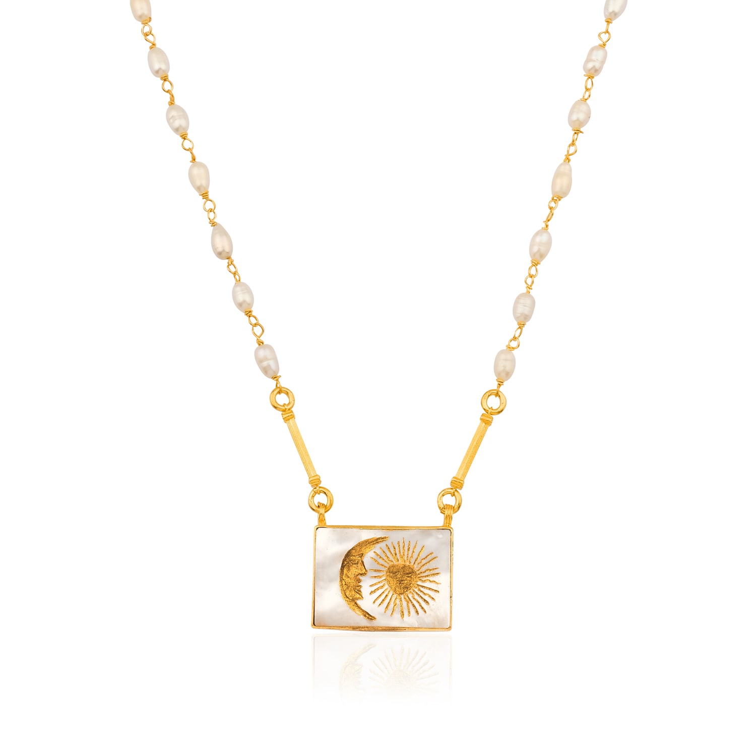 Ece London Women's Gold / White The Moon And The Sun Necklace