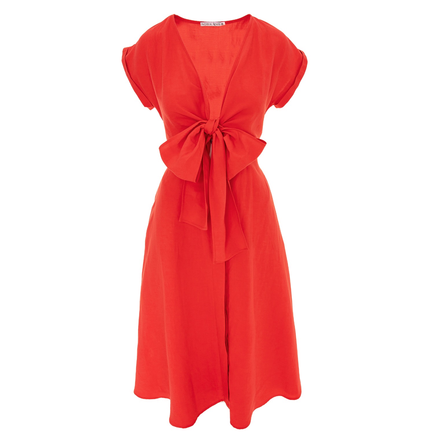 Women’s Red Aldabra Bow-Front Midi Shirtdress Xxs Noria Anis