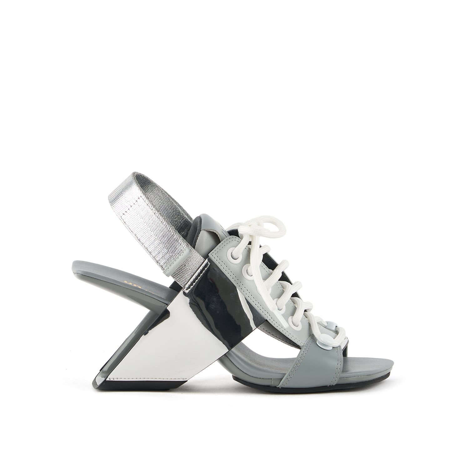 United Nude Loop Sporty Hi Sandal In Silver/grey