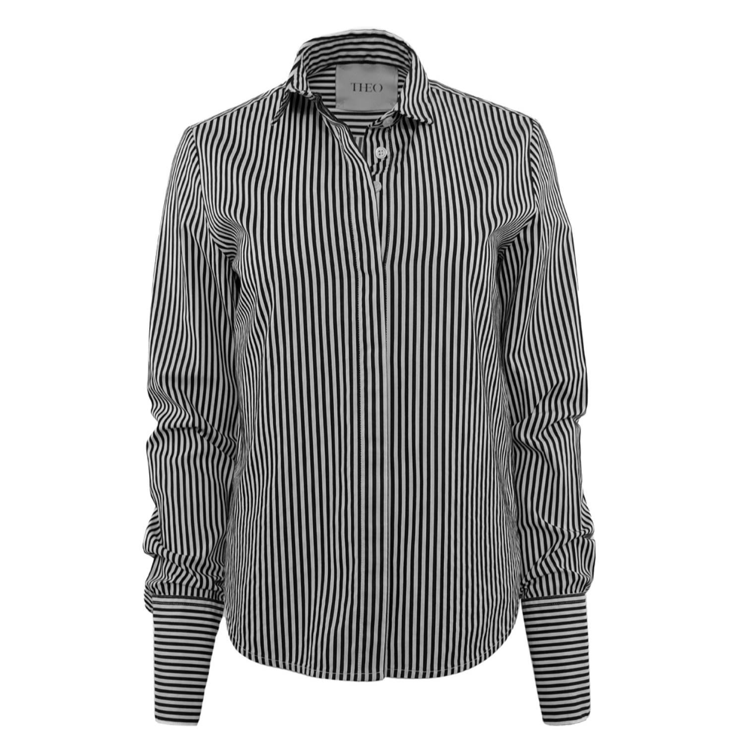 men's larisa striped shirt s/m theo the label