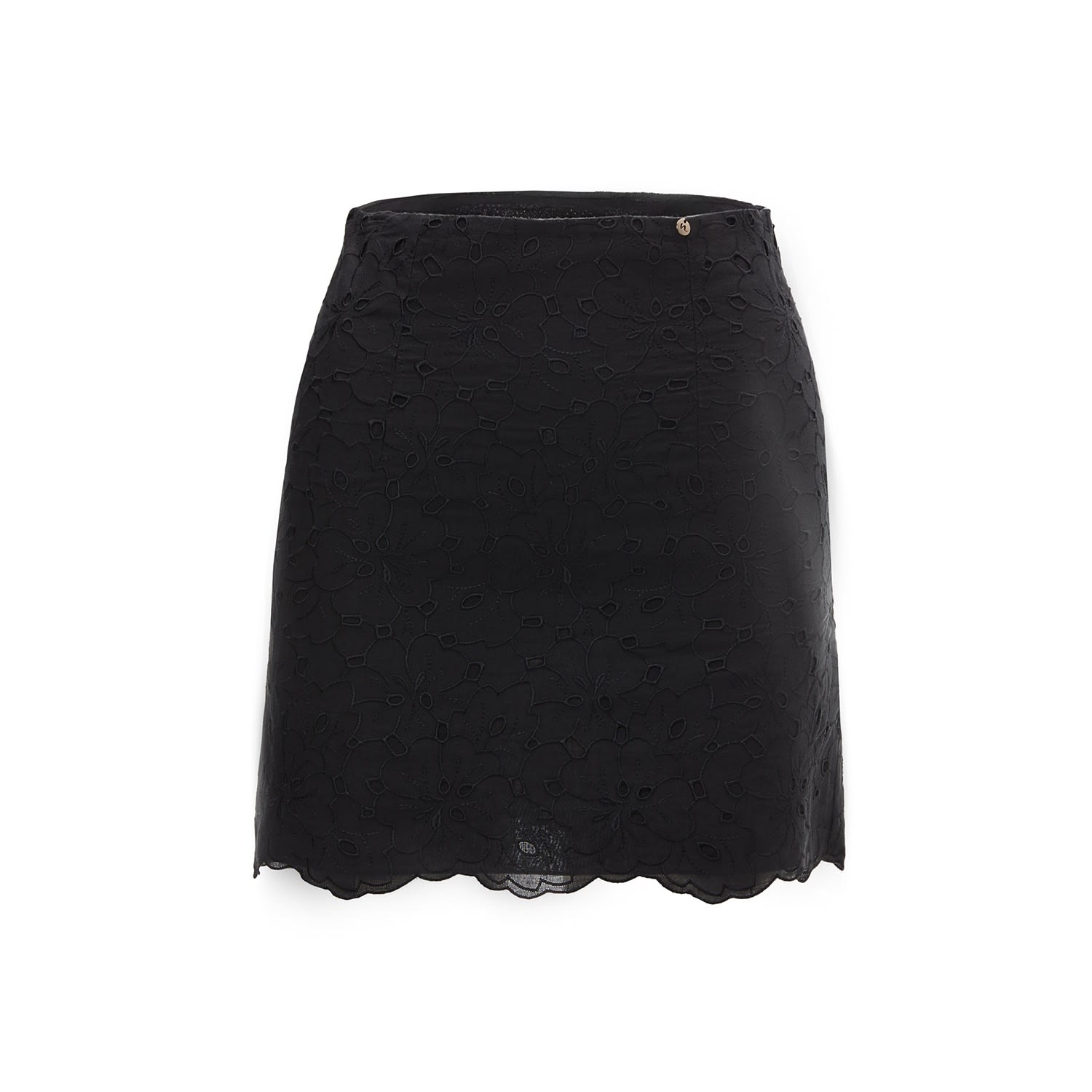 Nissa Women's Embroidered Cotton Skirt Black