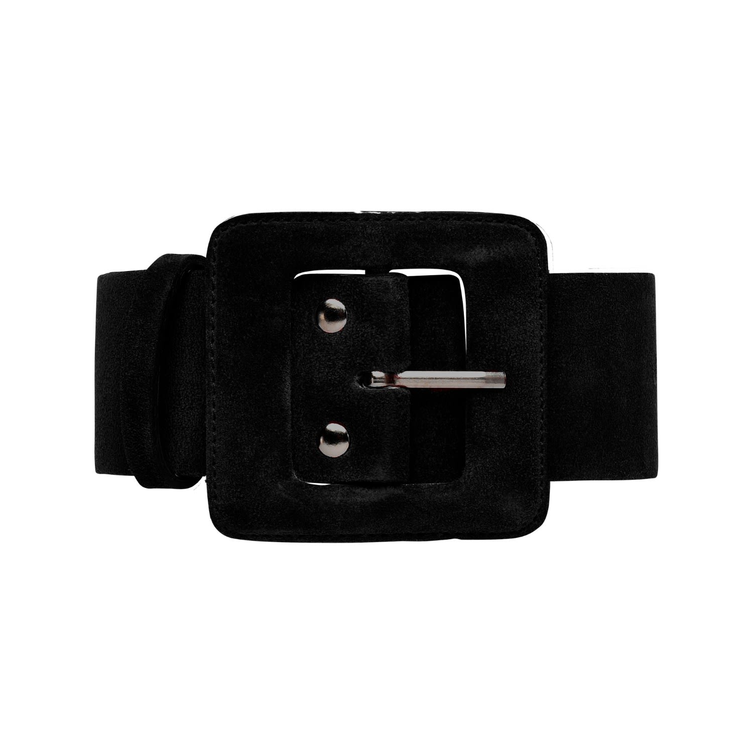 Women’s Suede Square Buckle Belt - Black Small Beltbe