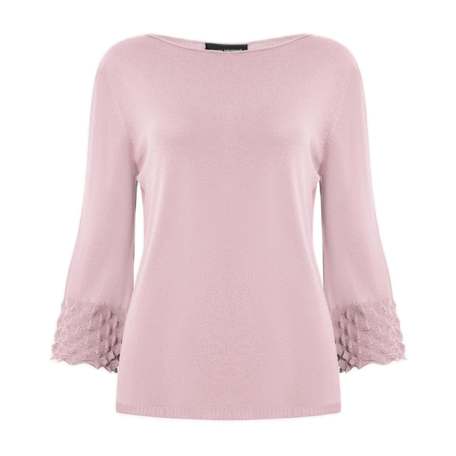 Women’s Rose Gold Knitted Detail Scoop Neck Jumper Pale Pink Extra Large James Lakeland