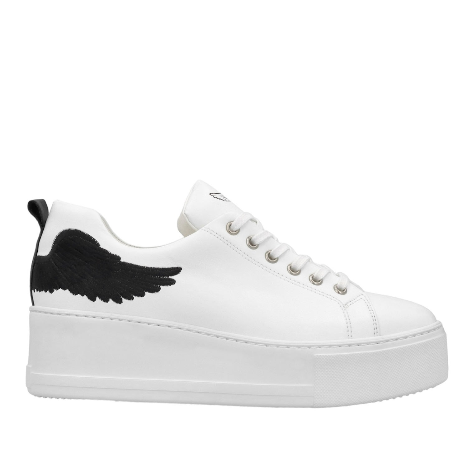 Women&rsquo;s Black / White Angel&rsquo;s Rise - Wedge Trainer In White With Black Wing | 7 Uk | Marte