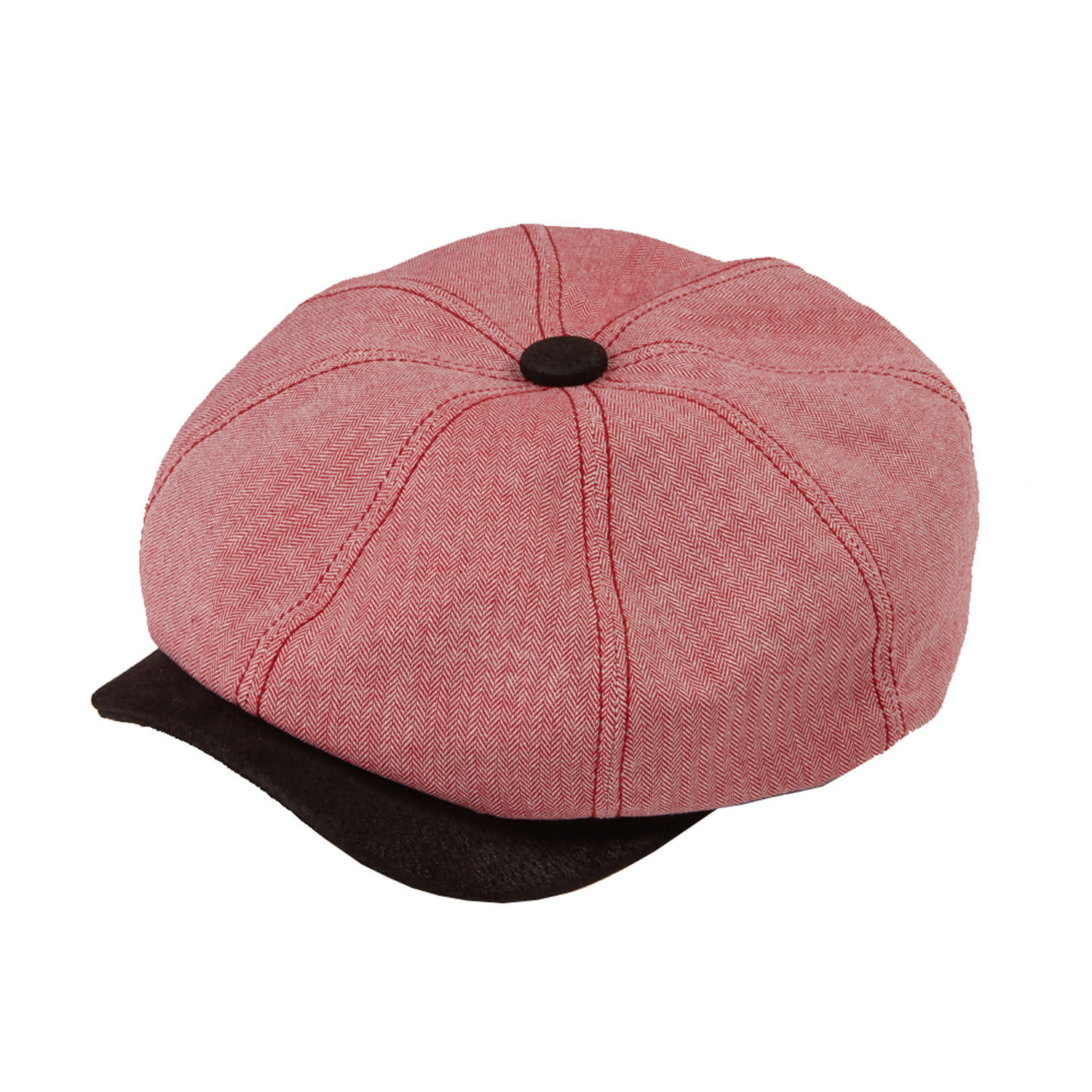 Men’s Pink / Purple Hugo Sangria Salmon Pink Linen Herringbone Peaky Bakerboy Newsboy Summer Cap With Leather Peak 61Cm Dasmarca Hats