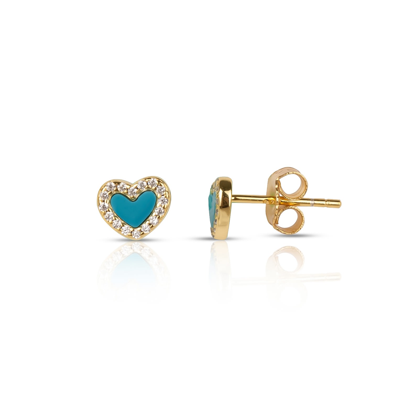 Women’s Gold Heart Turquoise Mini Earring Ep Designs