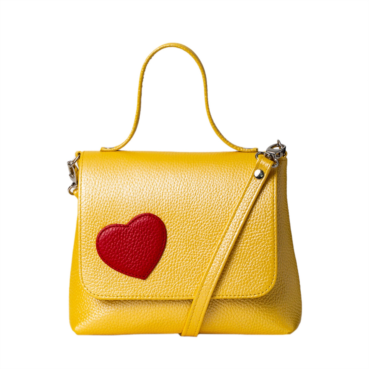 Laura Olaru Women's Pearly Yellow Mini Love Bag With Red Heart Attached