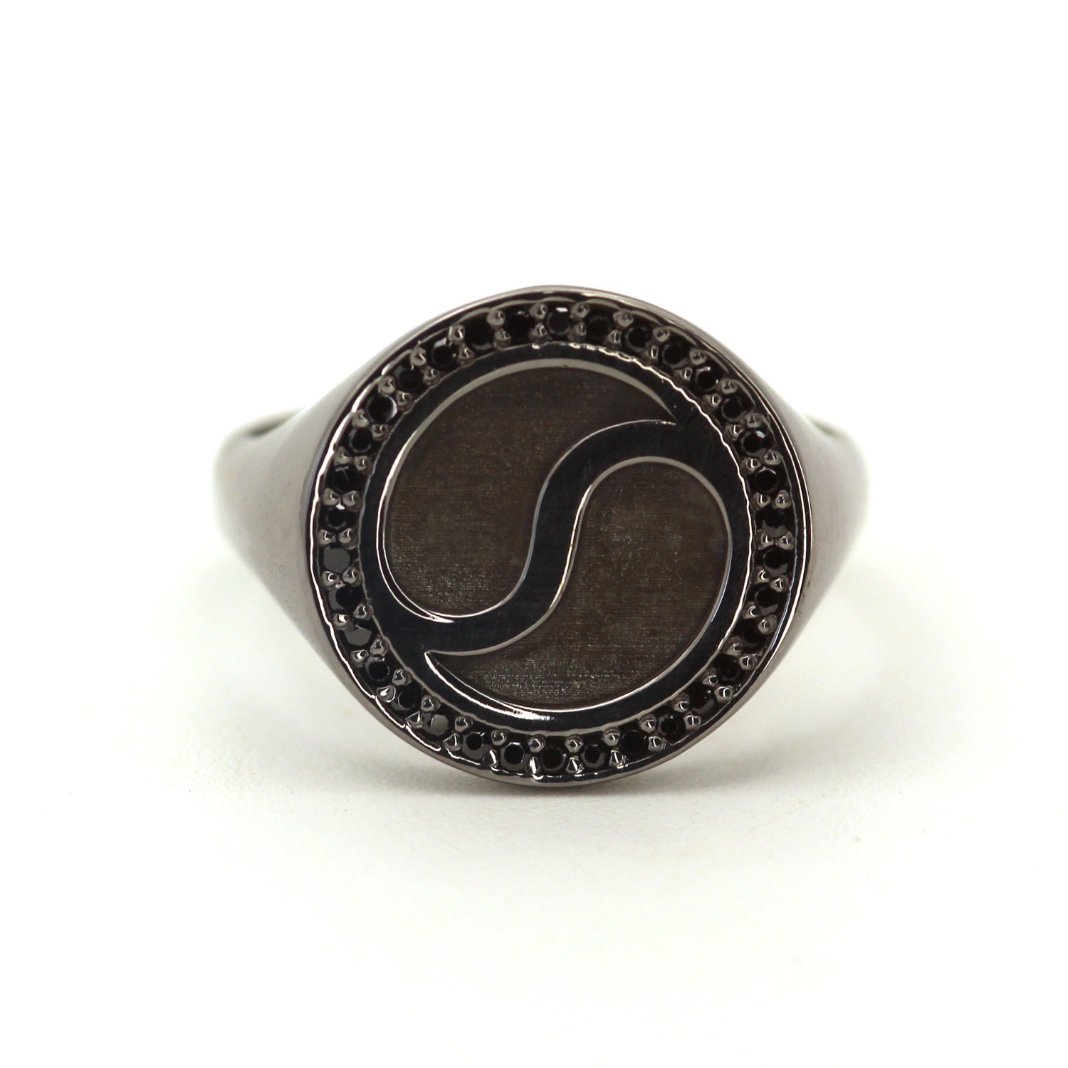 Men’s Yin And Yong Black Stone Black Bold Signet Ring Vicstonenyc Fine Jewelry