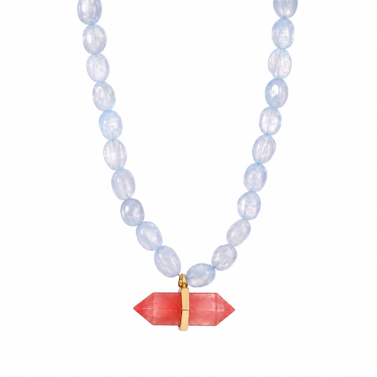 Ormiro Women's Avalon Watermelon Quartz Beaded Necklace In Blue/white/yellow