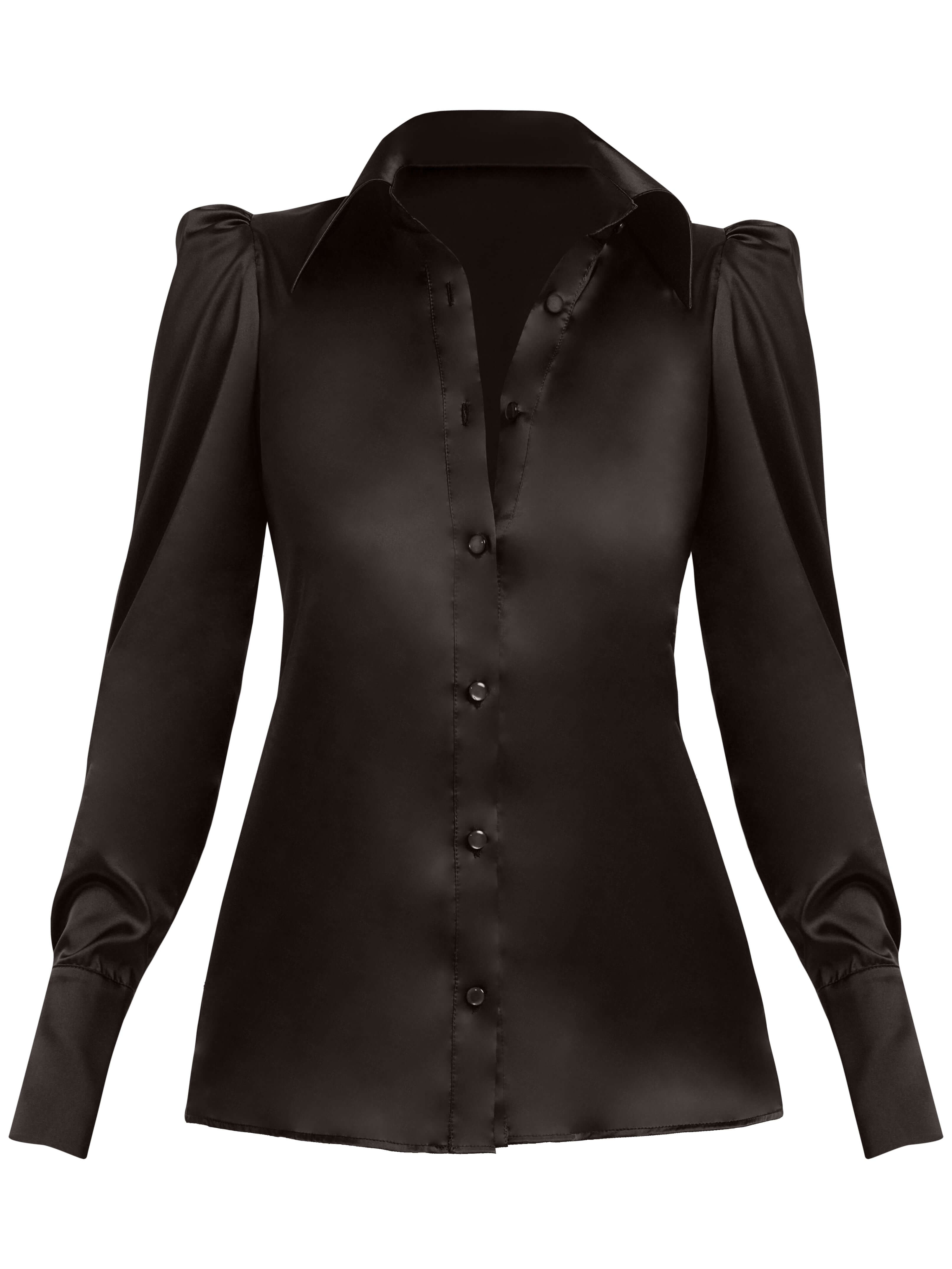 Women’s Royal Black Fitted Satin Shirt Extra Small Tia Dorraine