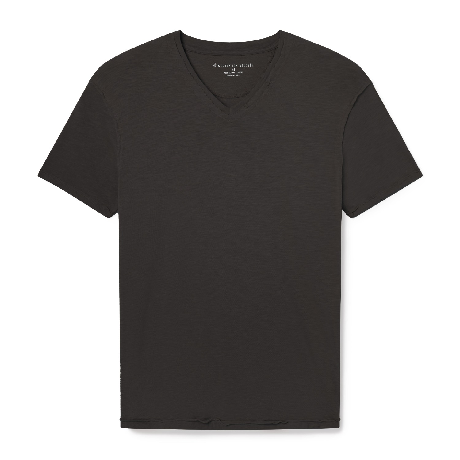 Weston Jon Boucher Men's Black Isla V Neck Slub Slim Fit Supima Tee - Nocturnal In Black