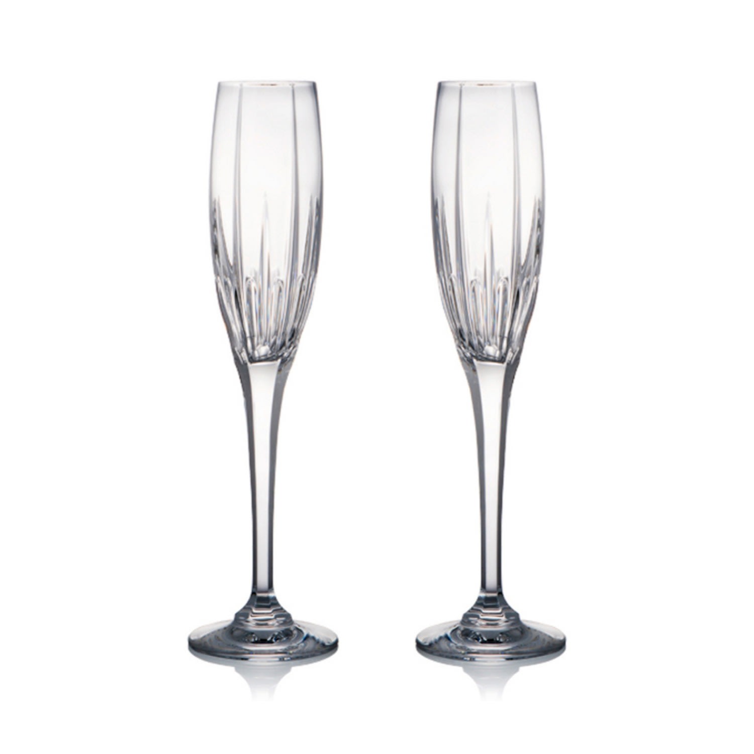 Eliská Pair Of Crystal Skylight Champagne Glasses In Transparent