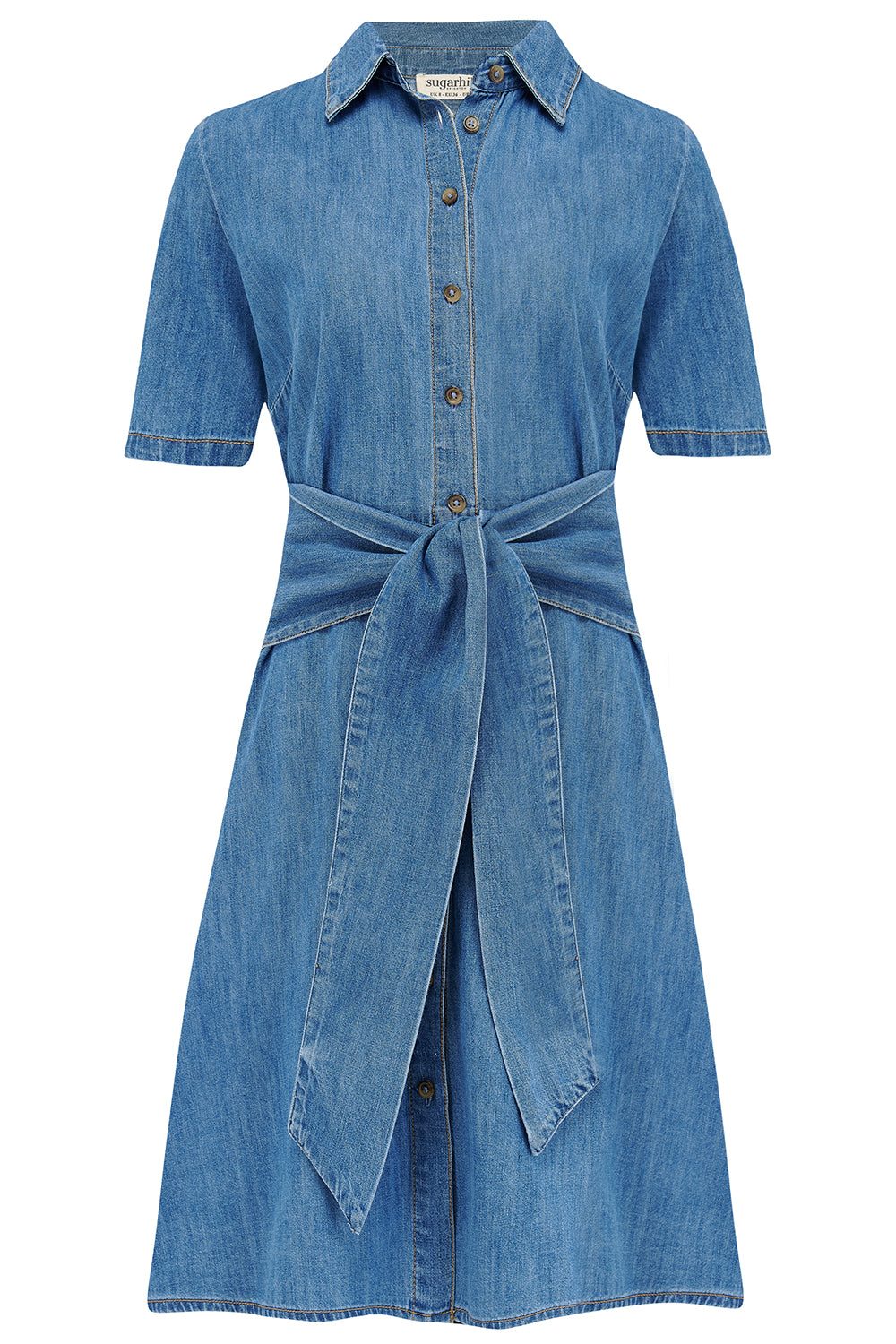 Women's Talitha Mini Shirt Dress Mid Blue Denim | XXL | Sugarhill Brighton