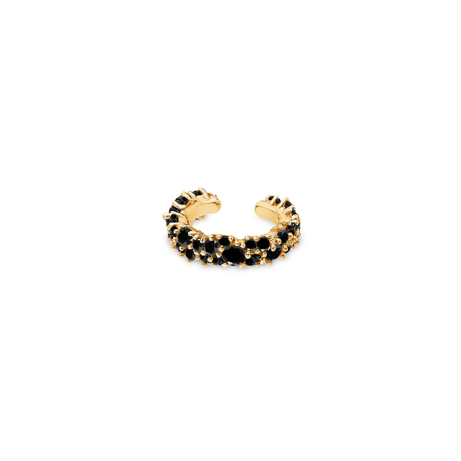 Sally Skoufis Women's Gold / Black Cosmic Ear Cuff With Man Made Black Cz Diamond Stimulant In Sterling Silver & 1