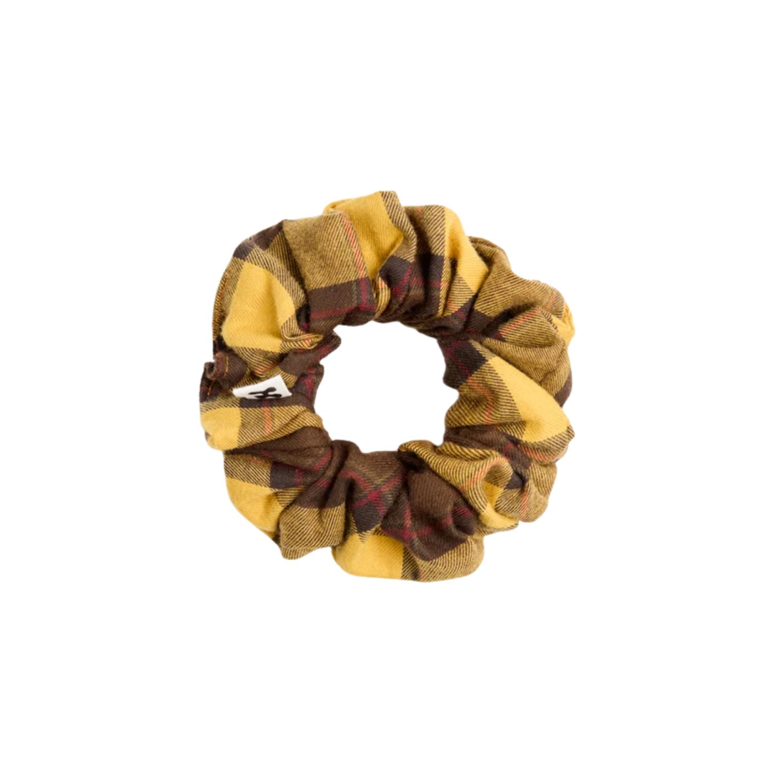 Women's Yellow Tartan Mustard Scrunchie Hair Tie, Noa | One Size | Cafide