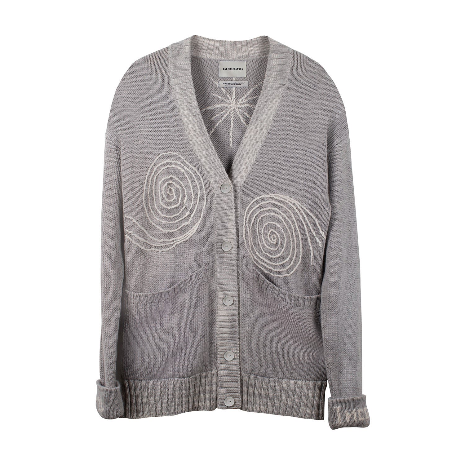 Pas Une Marque Men's Knitted Cardigan Pearl Grey In Blue