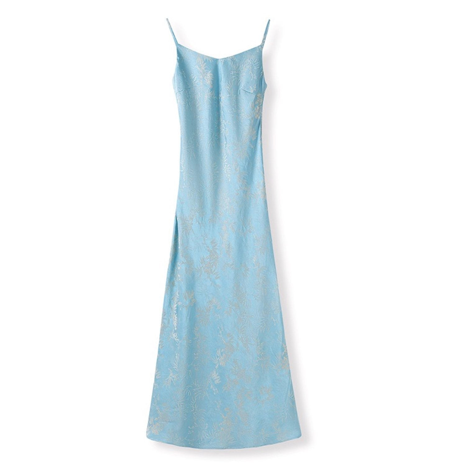 Jiaying Wang Wjy Studio London Women's Bamboo Blue Floral Silk Slip Dress In Blue