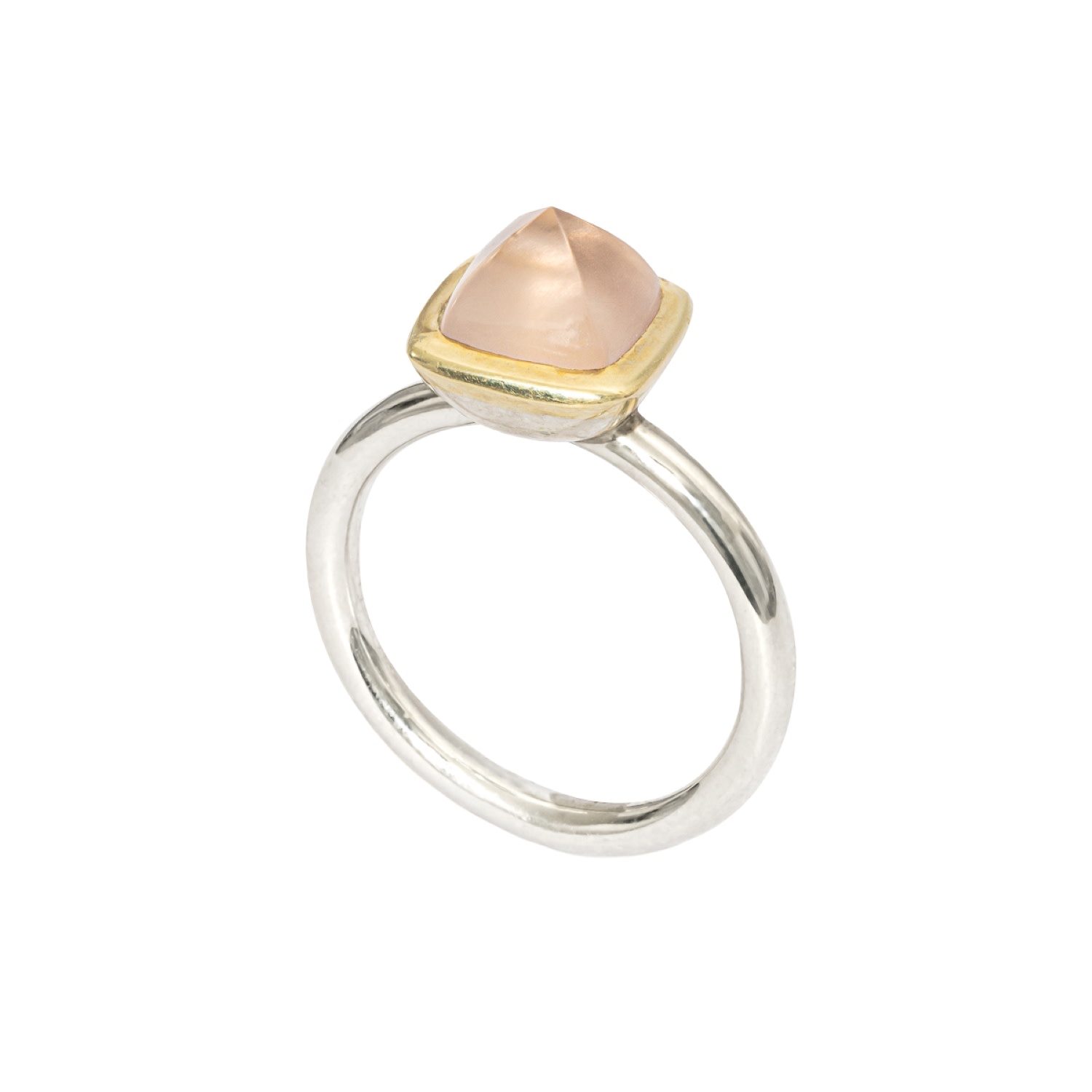 Women’s Gold / Pink / Purple Rose Quartz Gold Sugarloaf Stacking Ring Hany Koi