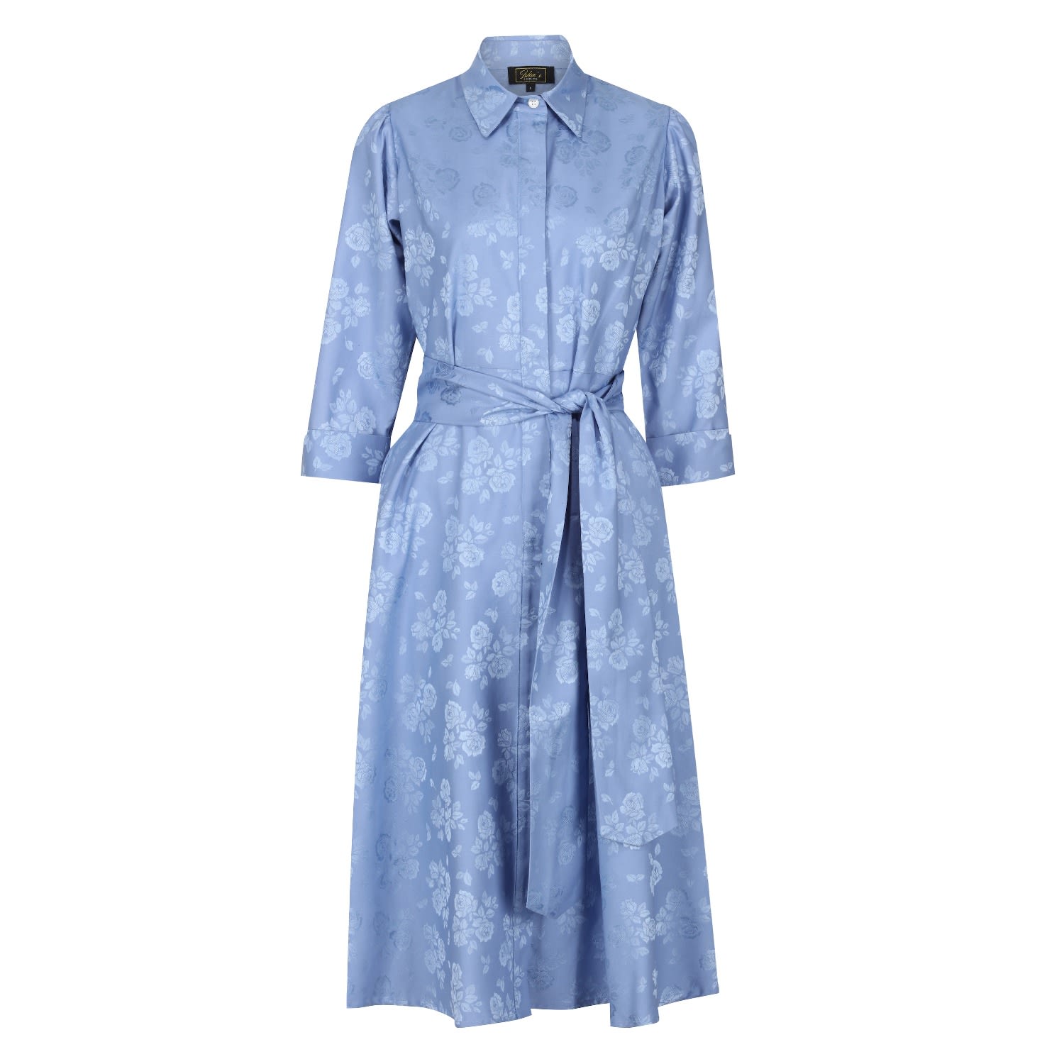 Isha's Timeless Women's Sky Blue Petals Sleeved Shirt Dress In Blue