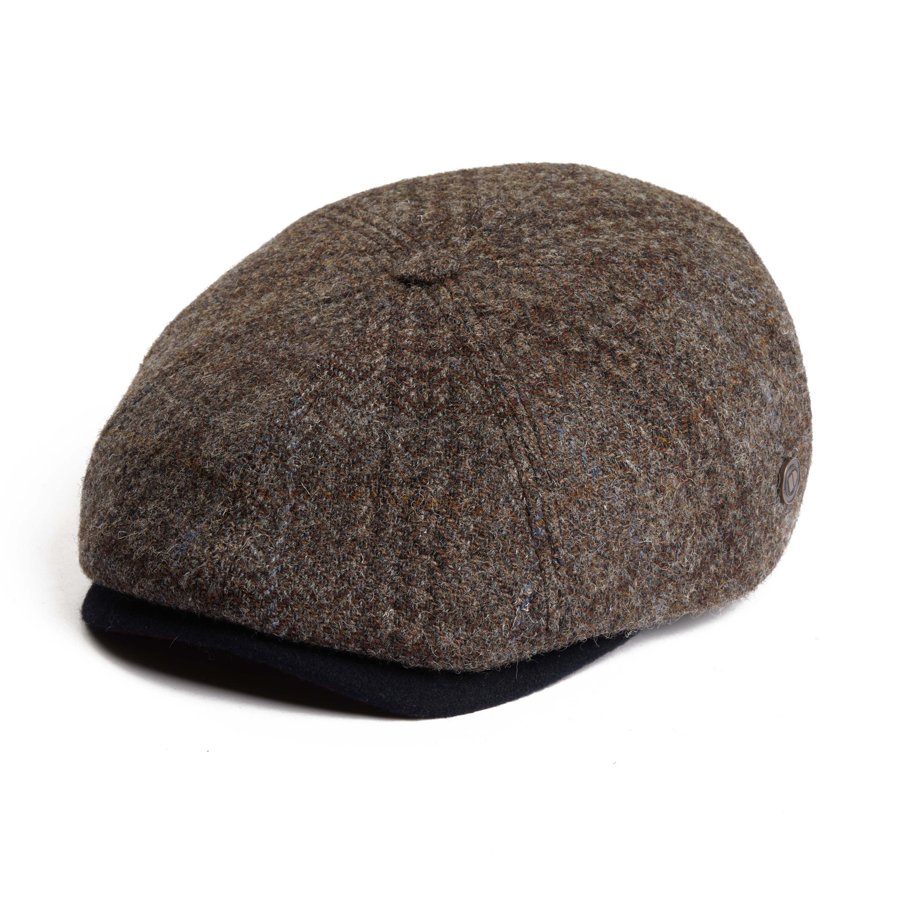 Dasmarca Hats Men's Brown Aaron Harris Tweed Wool Cap With Earflaps - Frost In Brown