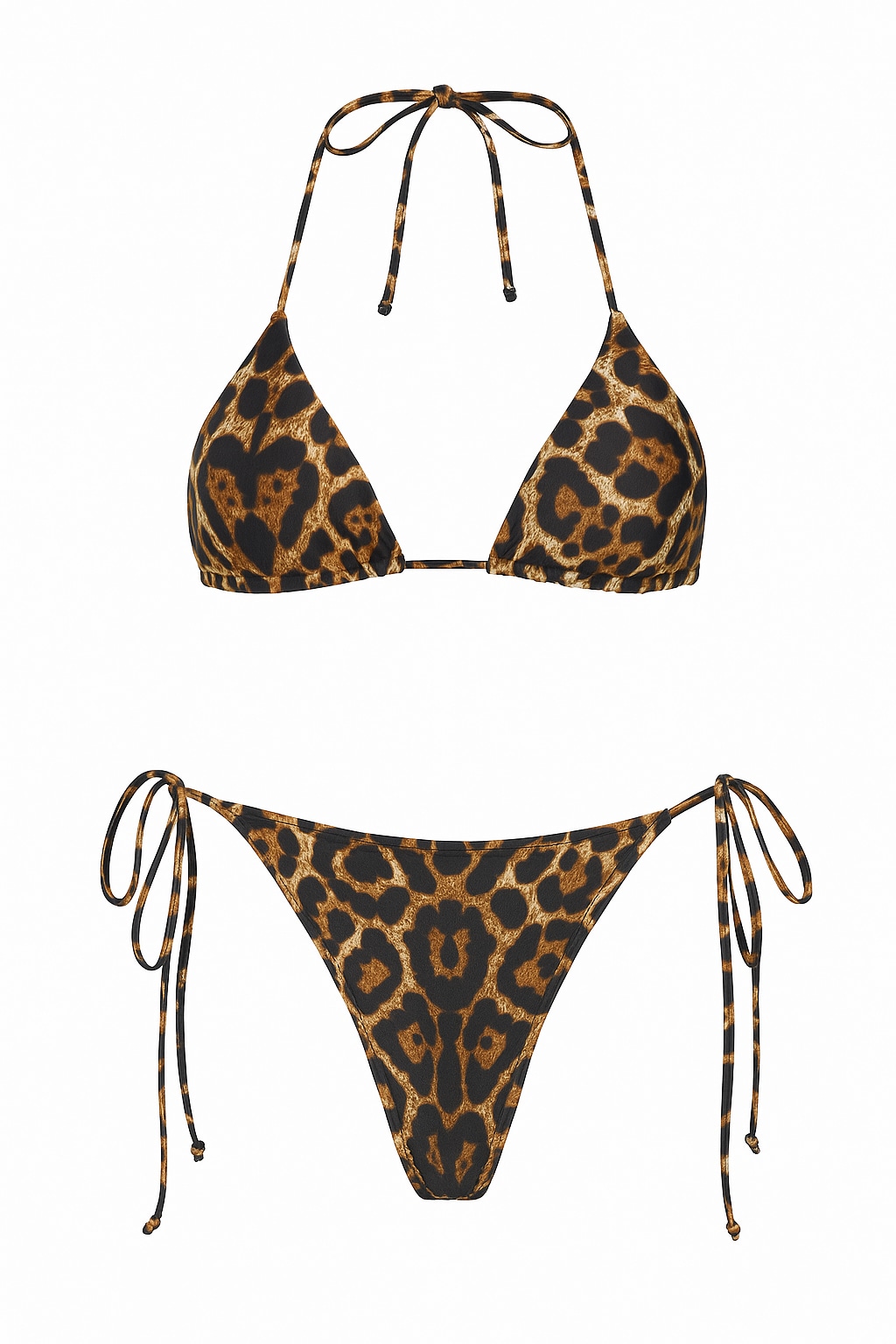 Women's Brown Leopard Printed Bikini Set | Extra Small | Misari