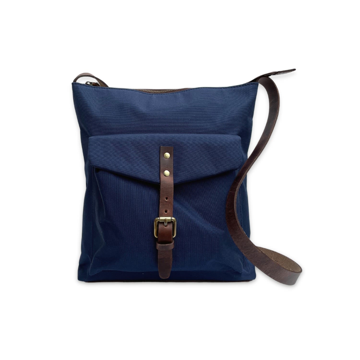 Blue Nylon & Leather Men’s Messenger Bag - Navy One Size Vida Vida