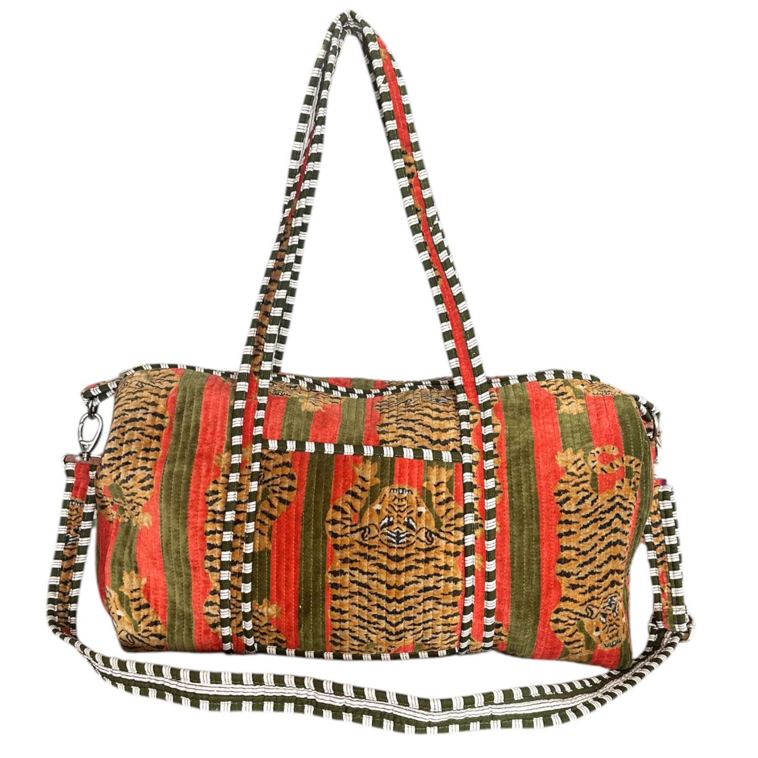 Conscious Yoga Collective Green / Yellow / Orange The Velvet Tibetan Tiger Weekender In Orange And Green In Multi