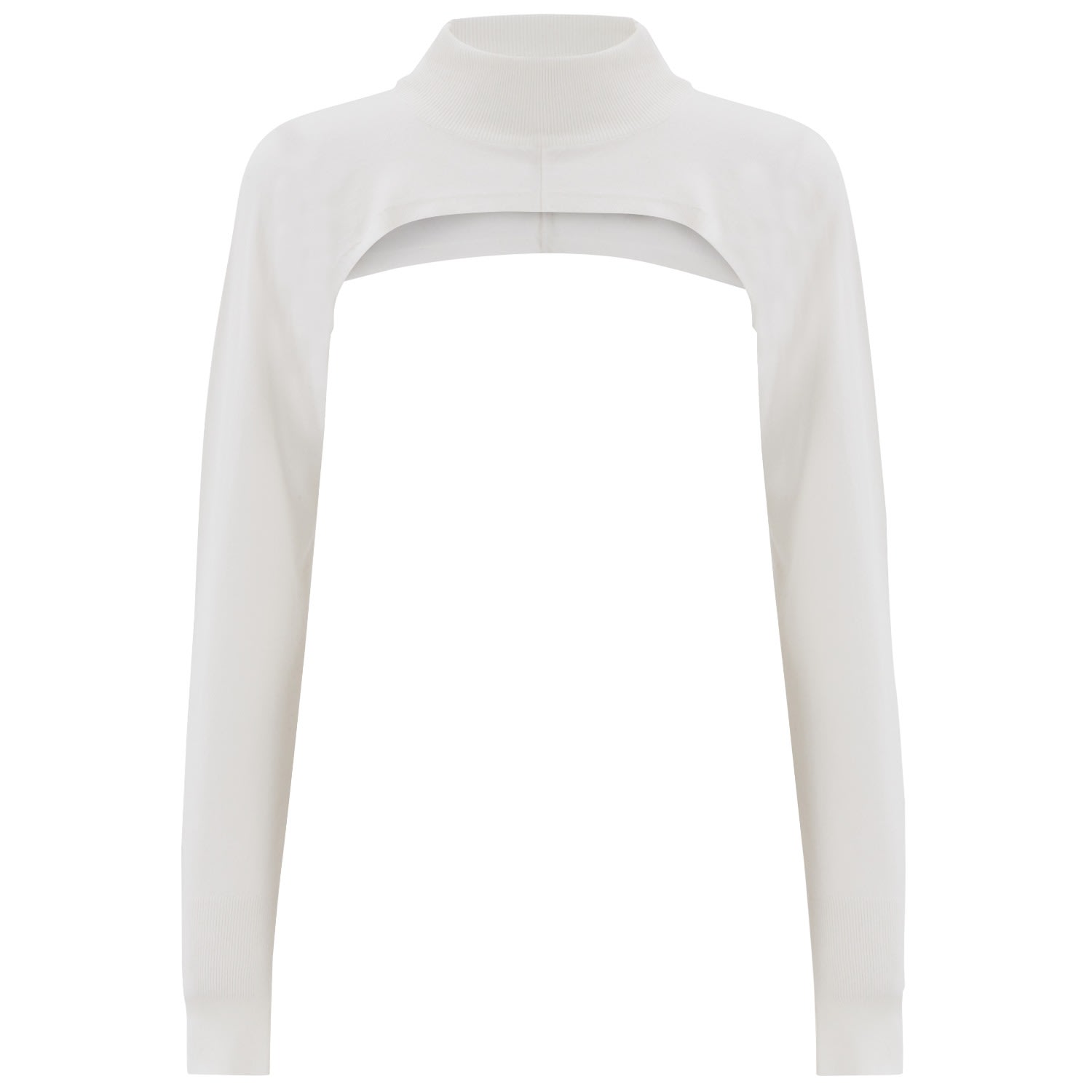 Women’s White Mock Neck Long Sleeve Knitwear Super Crop Top - Ecru Small Peraluna