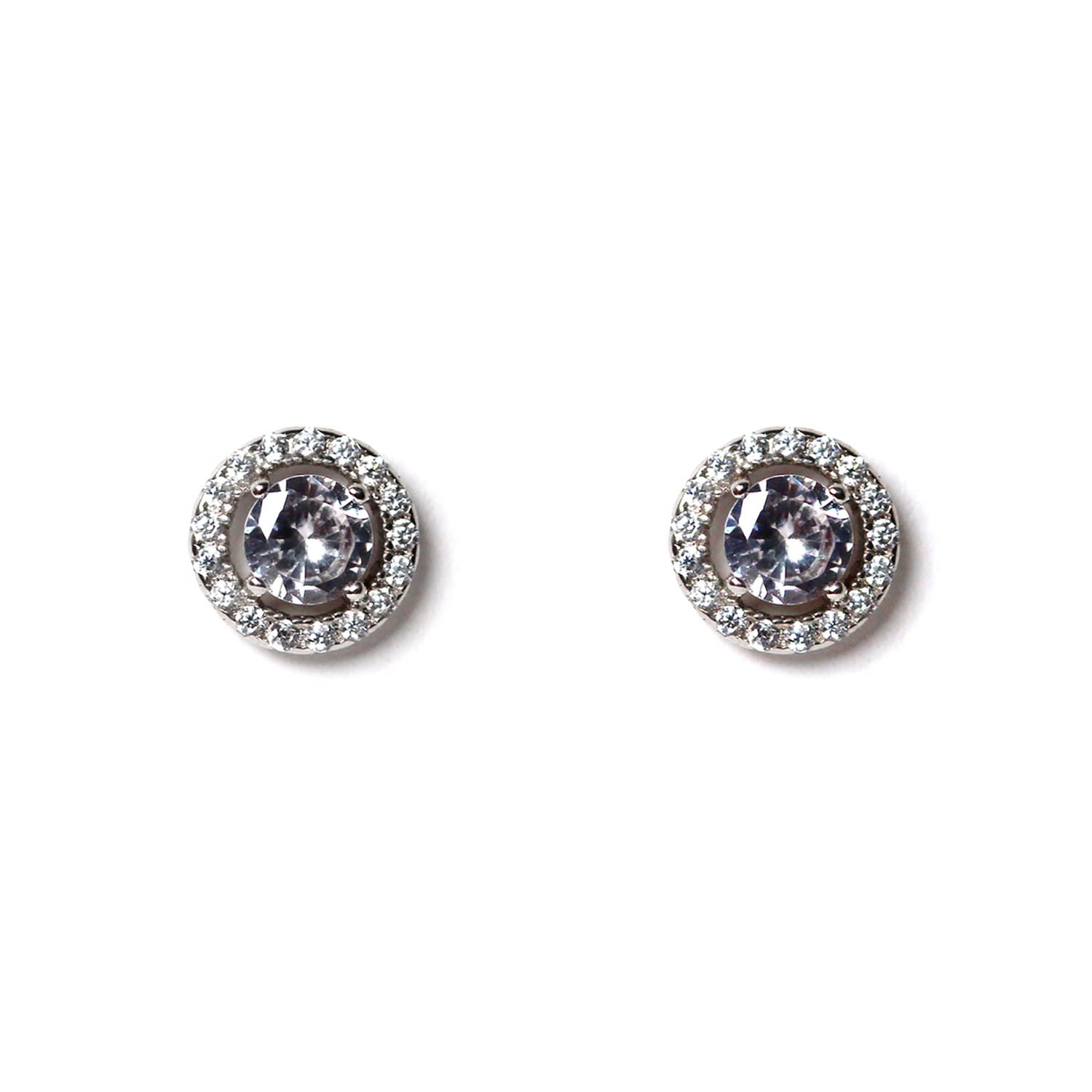 Natural Diamond Stud White Solid Gold Earrings - Screw Back