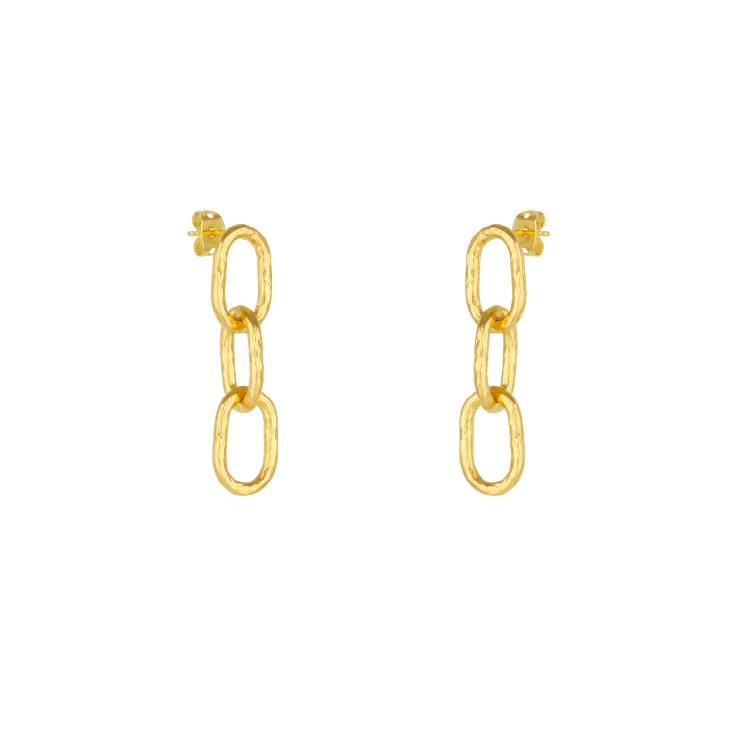 Mejoma Women's Gold Textured Chain Link Drop Earring