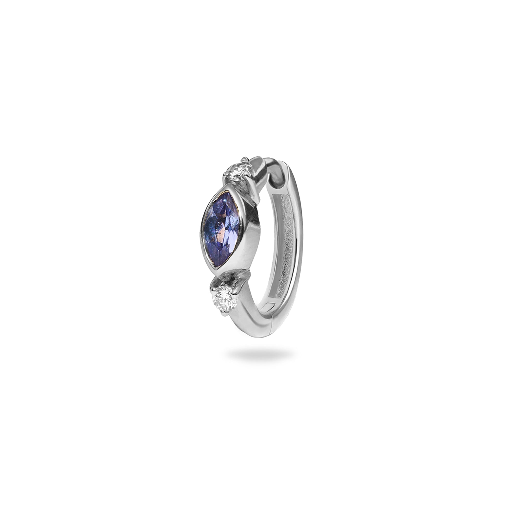 Zohreh Women's Purple / Silver Tanzanite & White Sapphire Huggie Hoop Earring Sterling Silver In Multi