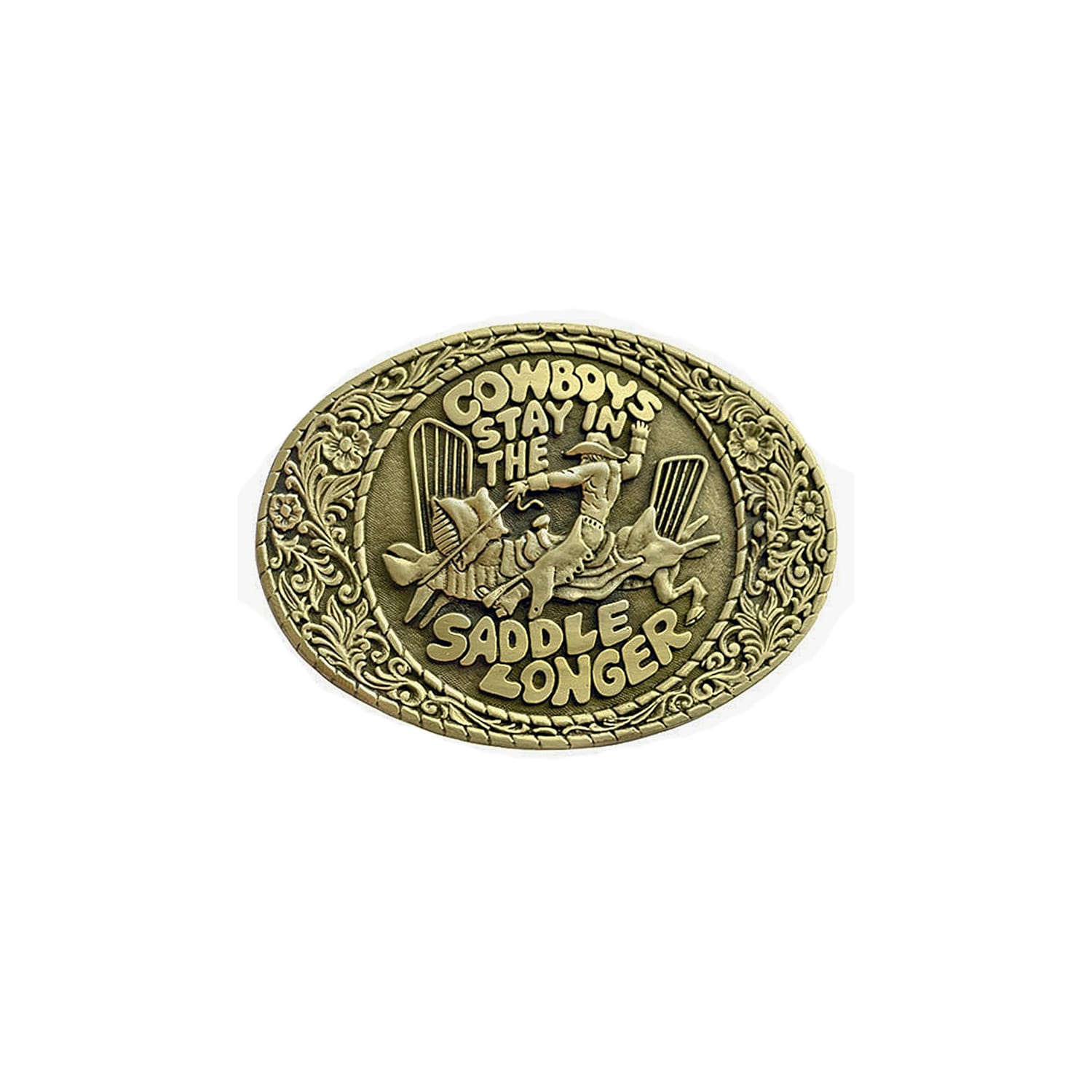 Madeleine Simon Studio Women's Gold Cowboys Stay In The Saddle Longer Belt Buckle In Gold