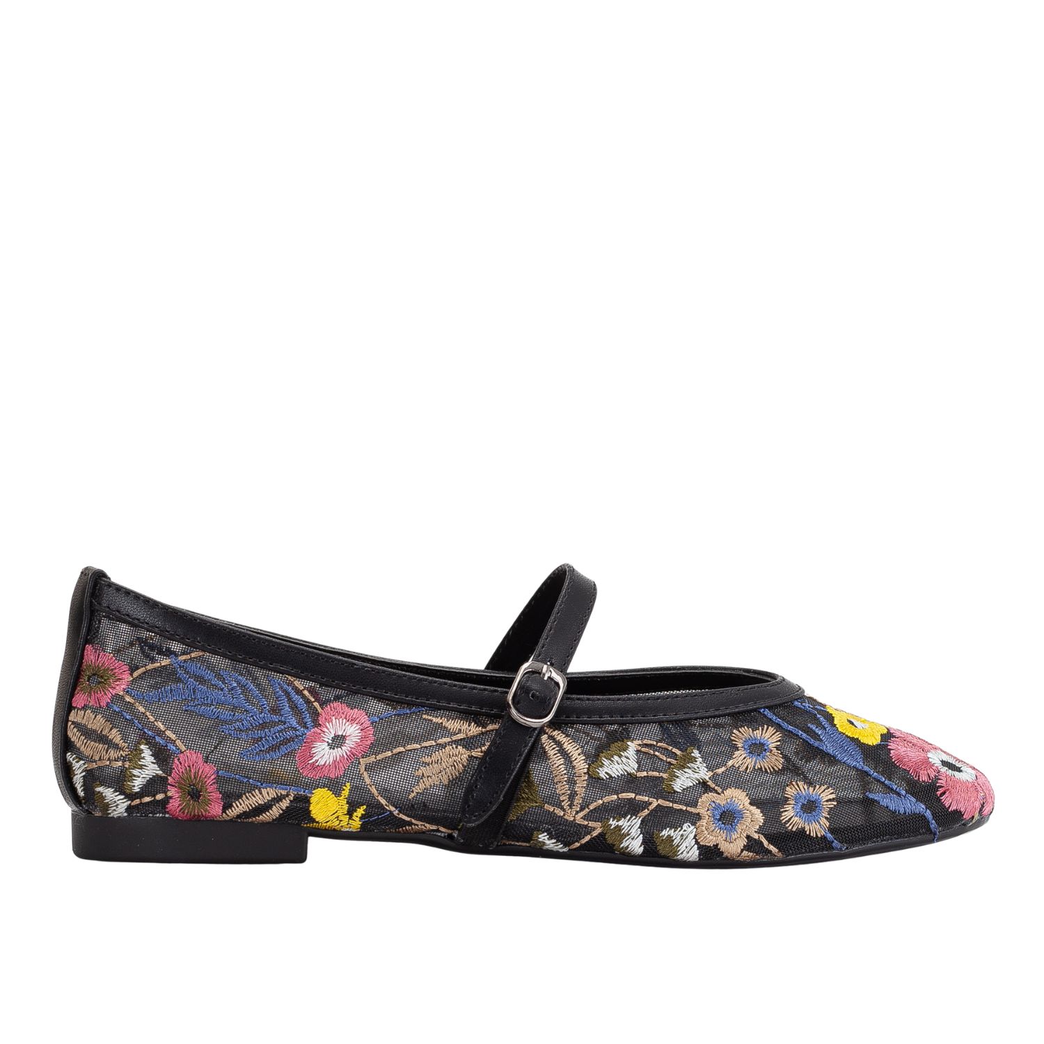 Prologue Shoes Women's Fauna Black Mesh Mary Jane Flats