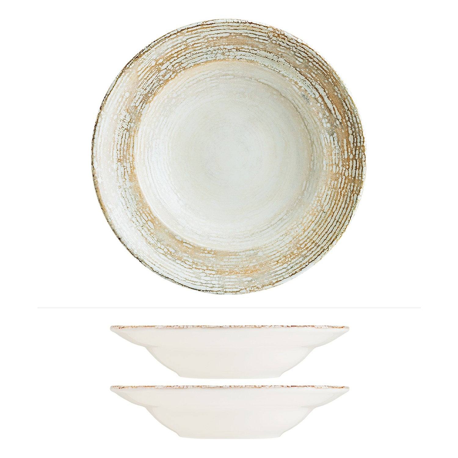 Turgla Home Neutrals / Brown Patera Round Decorated Porcelain Bowl Set Of Two