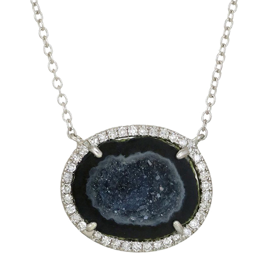 Women’s Black Baby Geode Necklace With Diamonds Kamaria