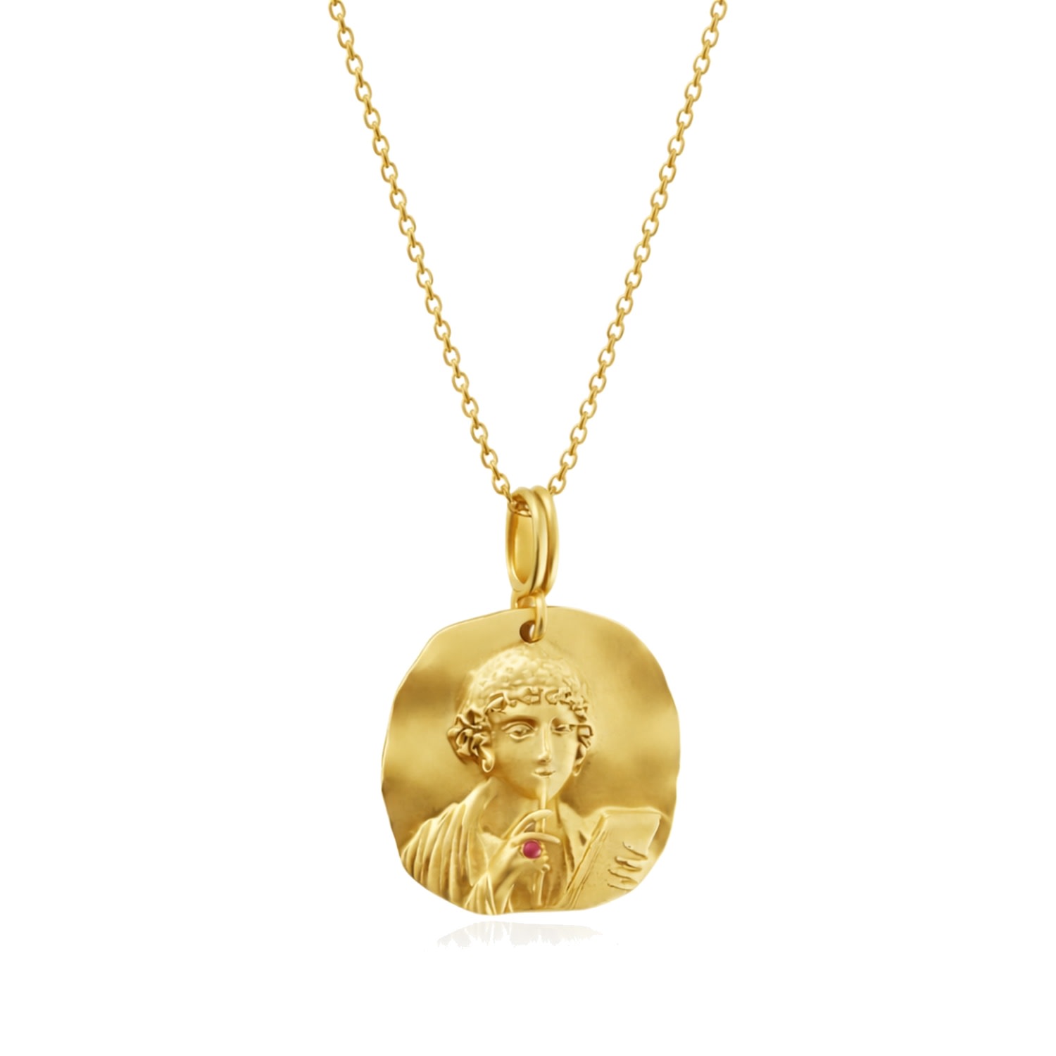 Ormiro Women's Gold Sappho The Poetess Medallion Necklace
