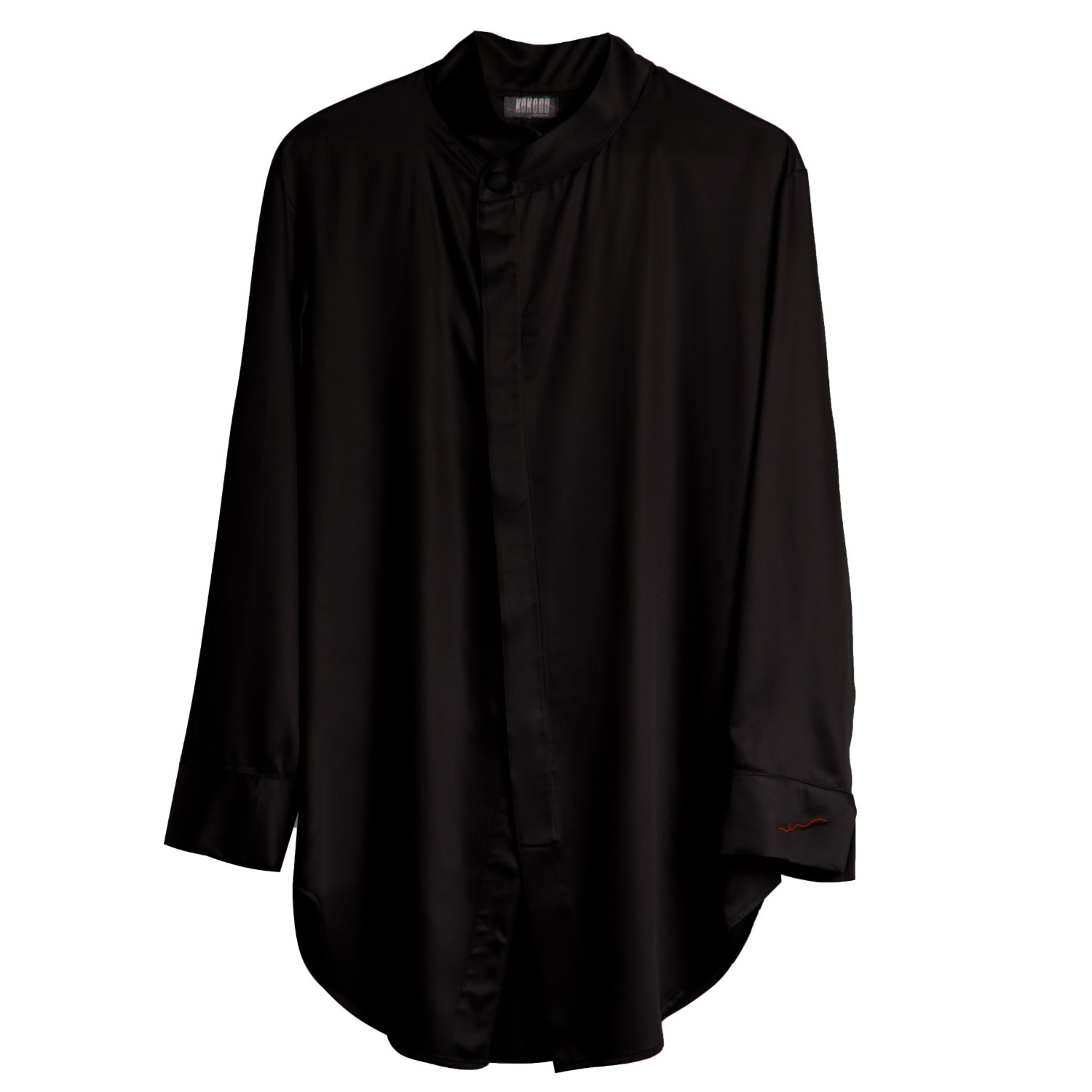 Men’s Vegan Silk Bamboo Boyfriend Shirt Black S/M Kokoro Organics