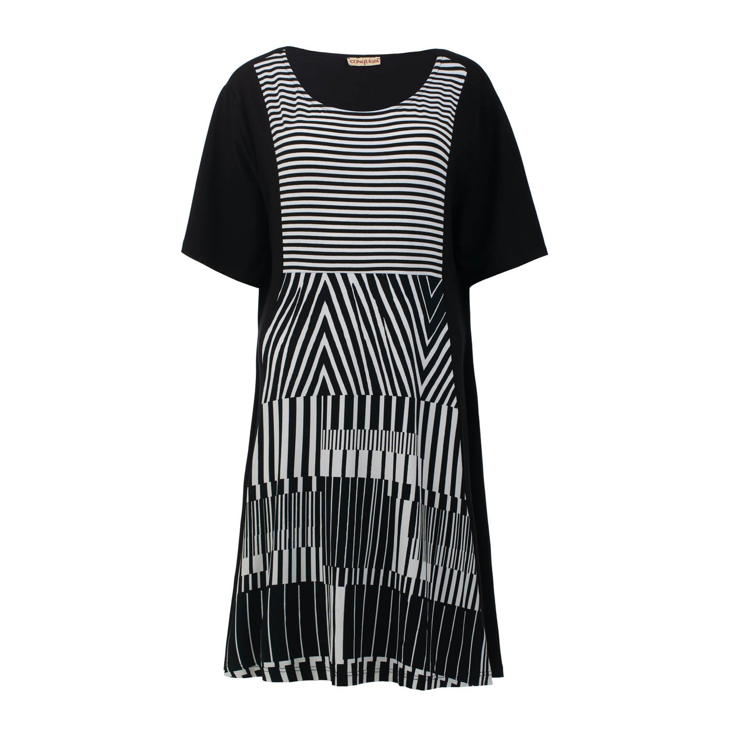 Conquista Women's Black Monochrome Melody Plus Size Dress In Black