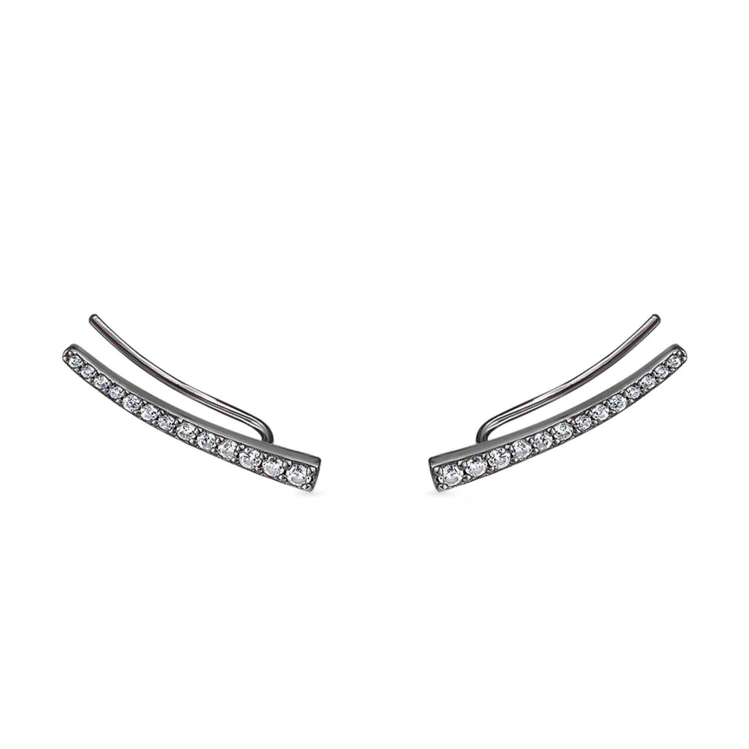 Sally Skoufis Women's Black / White Naked Ear Climber With Man Made Cz Diamond Stimulant In Sterling Silver & Blac In Multi