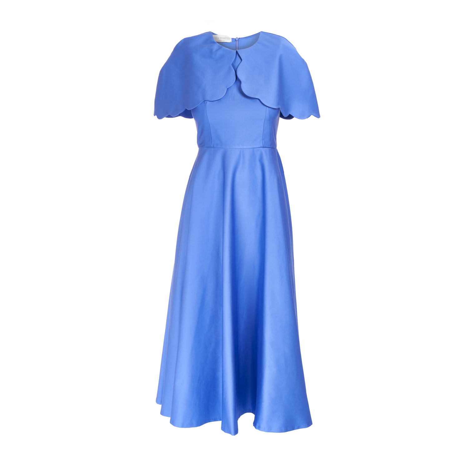 Women’s Blue Satin Capelet Dress Large Sofia Tsereteli