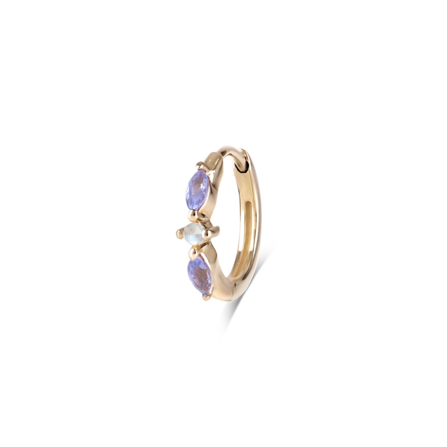 Women’s Pink / Purple / Neutrals Tanzanite & Moonstone Huggie Hoop 9K Gold Zohreh V. Jewellery