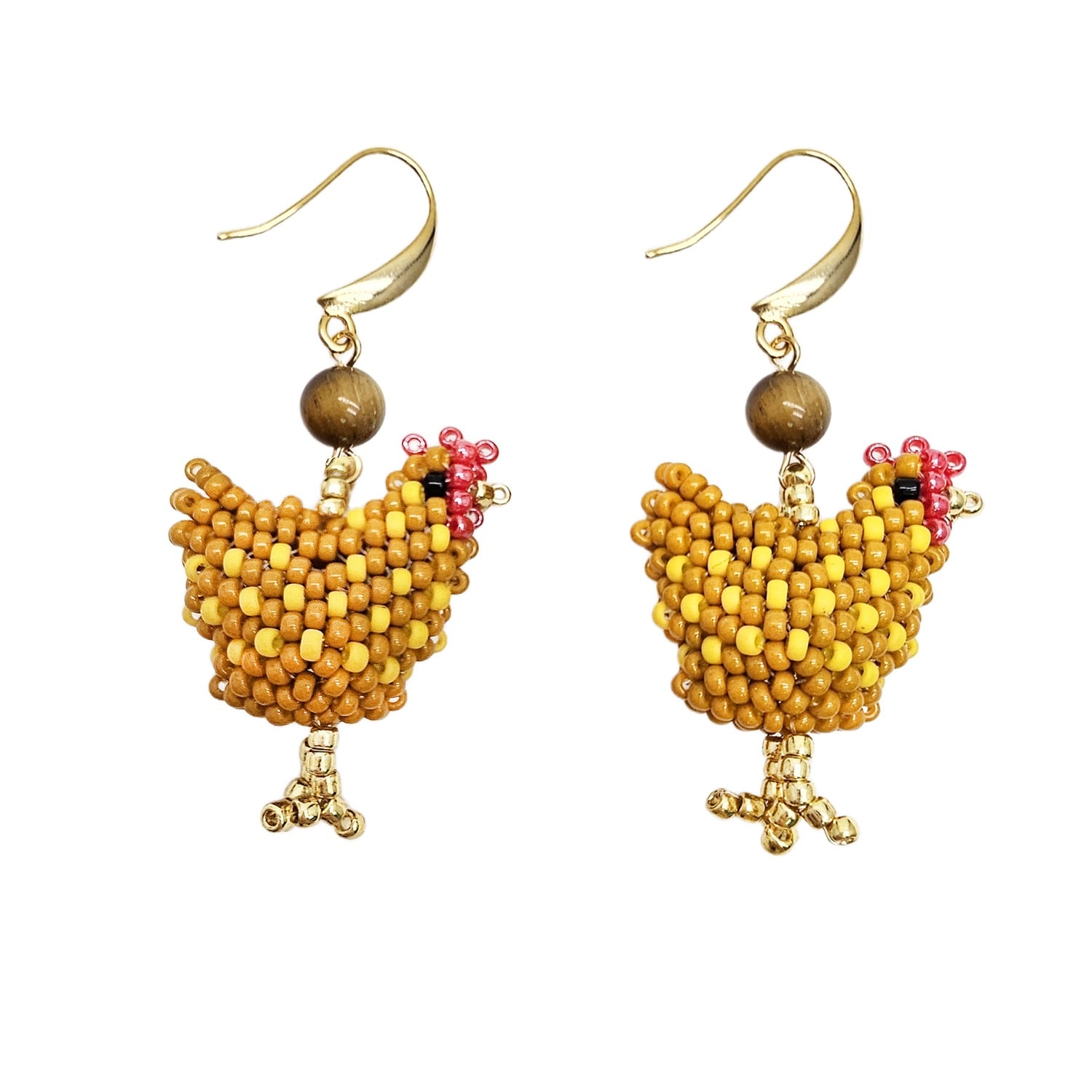 Farra Women's Gold Playful Beaded Chicken Dangle Earrings In Gold