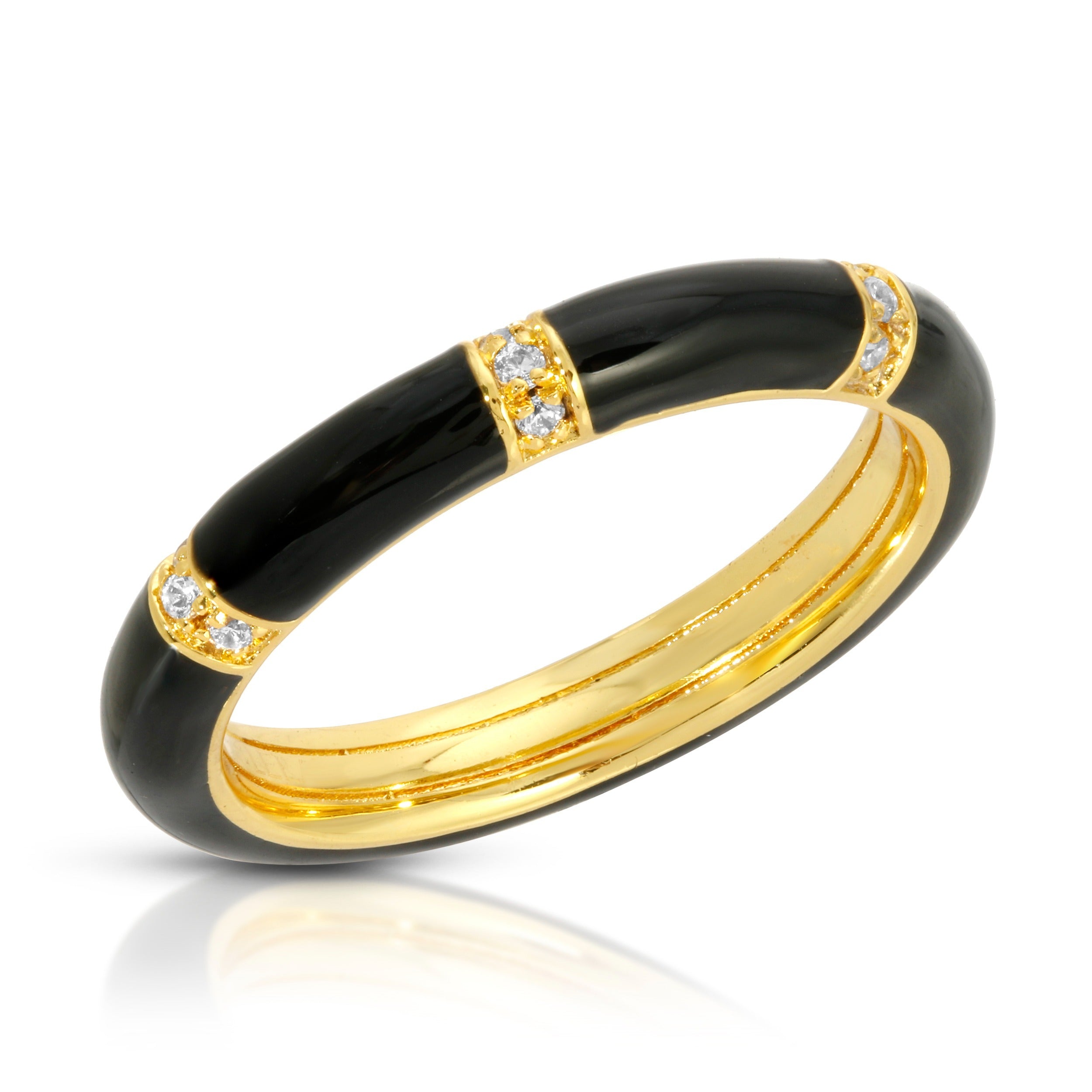 Women’s Lamill Enamel Stacking Ring Black Leeada Jewelry