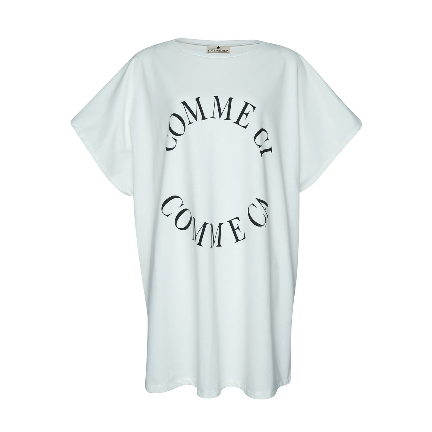 State Of Georgia Women's White Comme Ci Comme Ca Over Size T Shirt Dress In White