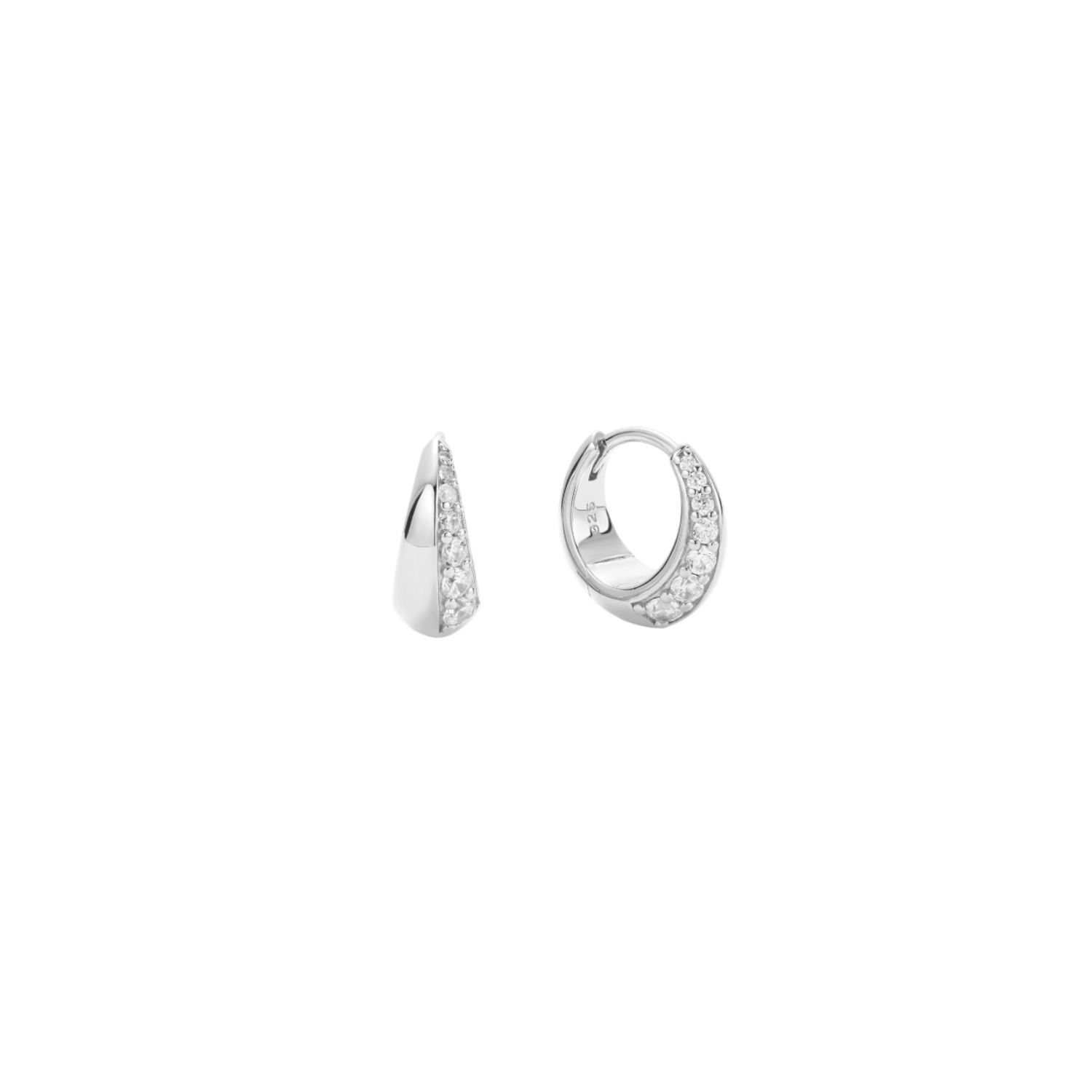 Vanchi Women's Georgie Crystal Knife Edge Huggie Hoop Earrings In Silver In Silver