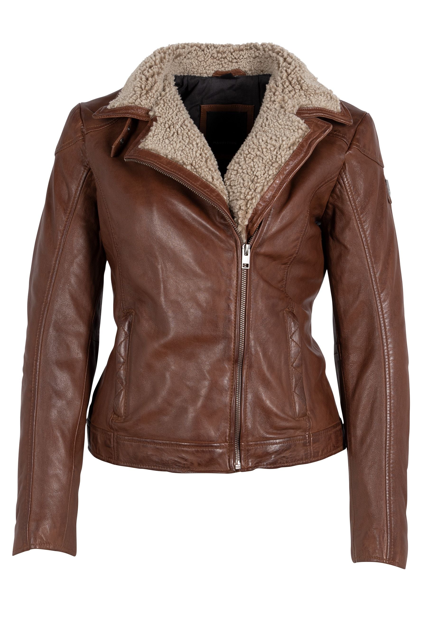 Mauritius Women's Brown Jenja Cf Leather Jacket, Cognac In Brown