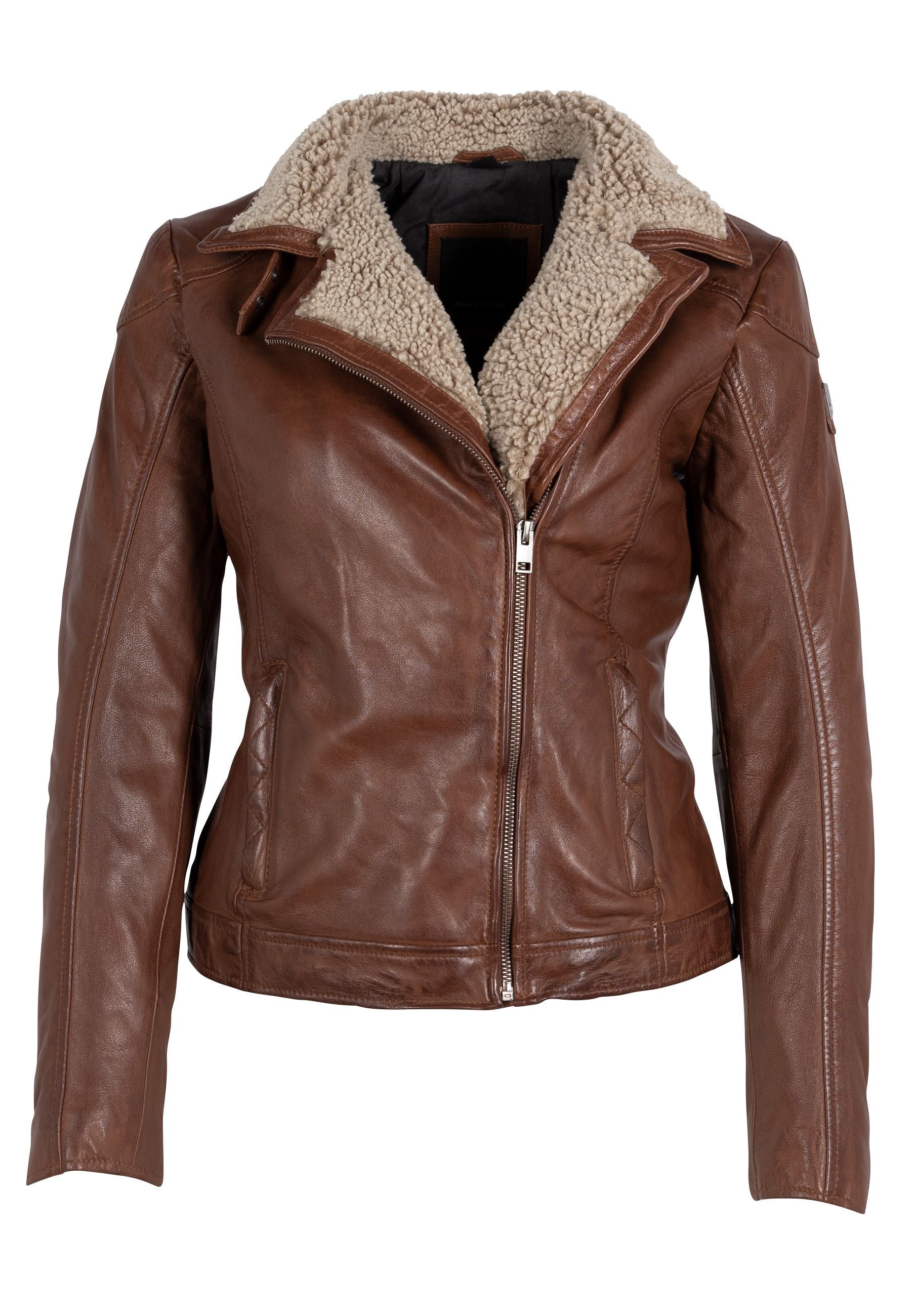 Women’s Brown Jenja Cf Leather Jacket, Cognac XXXL Mauritius