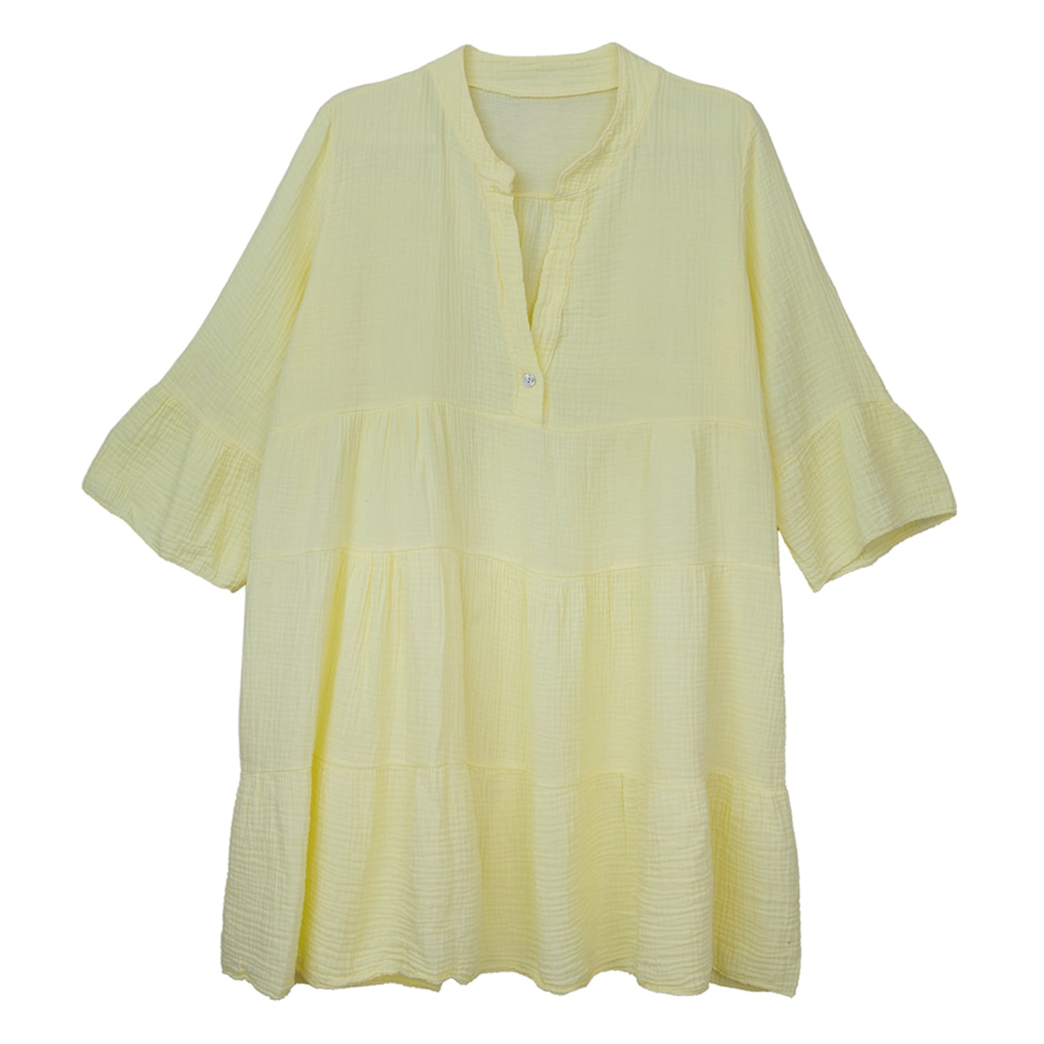 Cove Women's Yellow / Orange Cheesecloth Tiered Yellow Dress