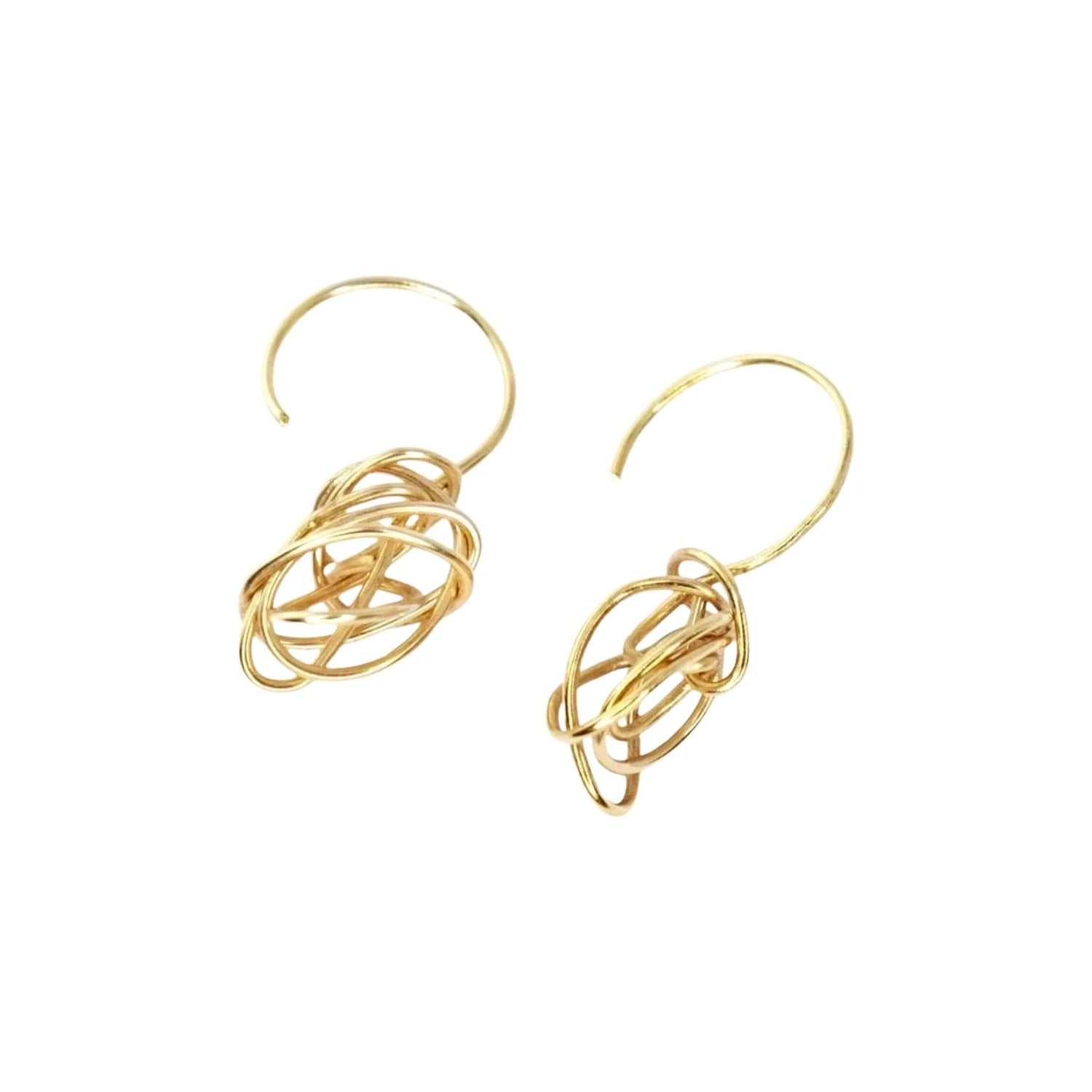 Oolo London Women's Short And Knotty Gold Dangle Earrings